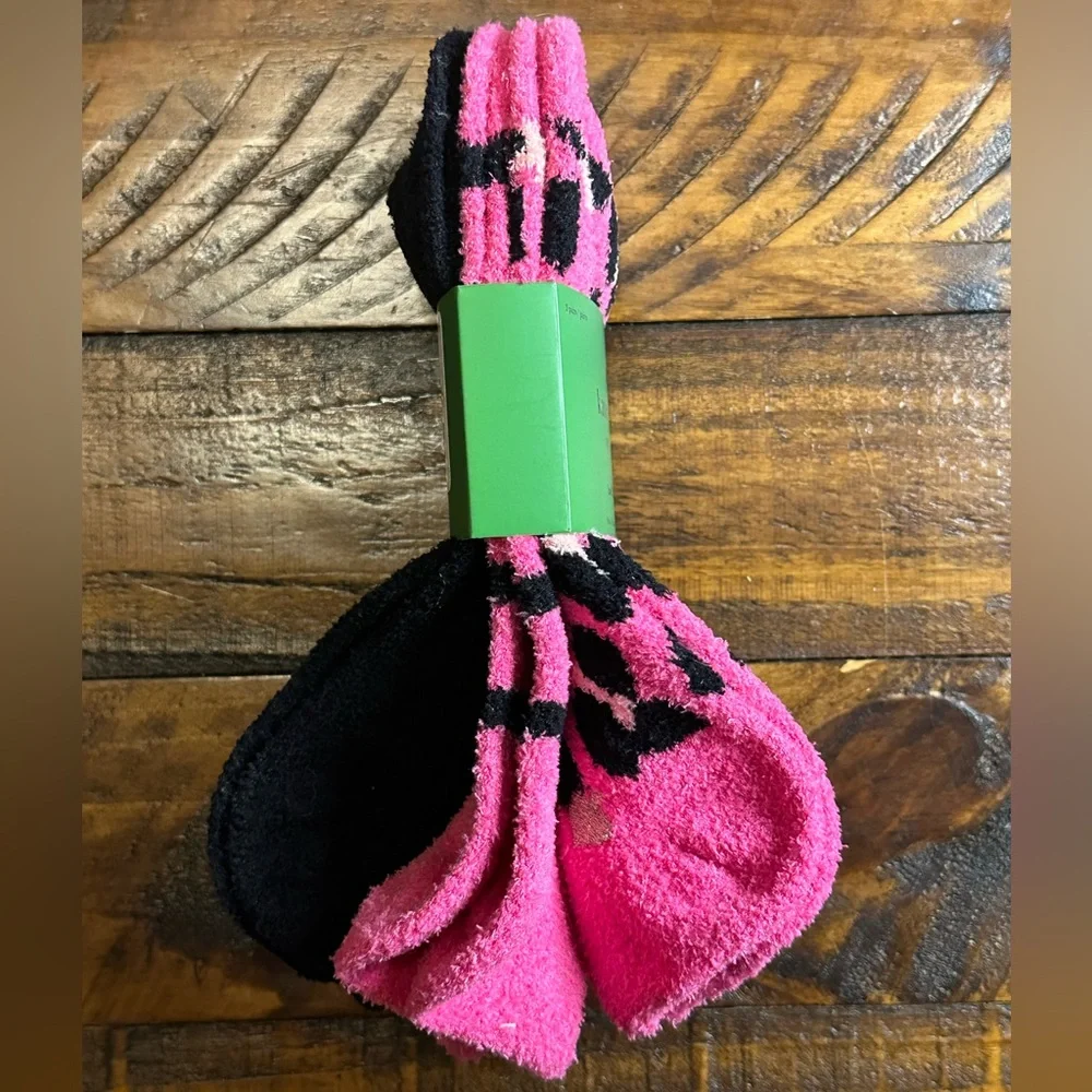 NWT Kate Spade Low Cut Cozies Pink Leopard Fuzzy Socks OS